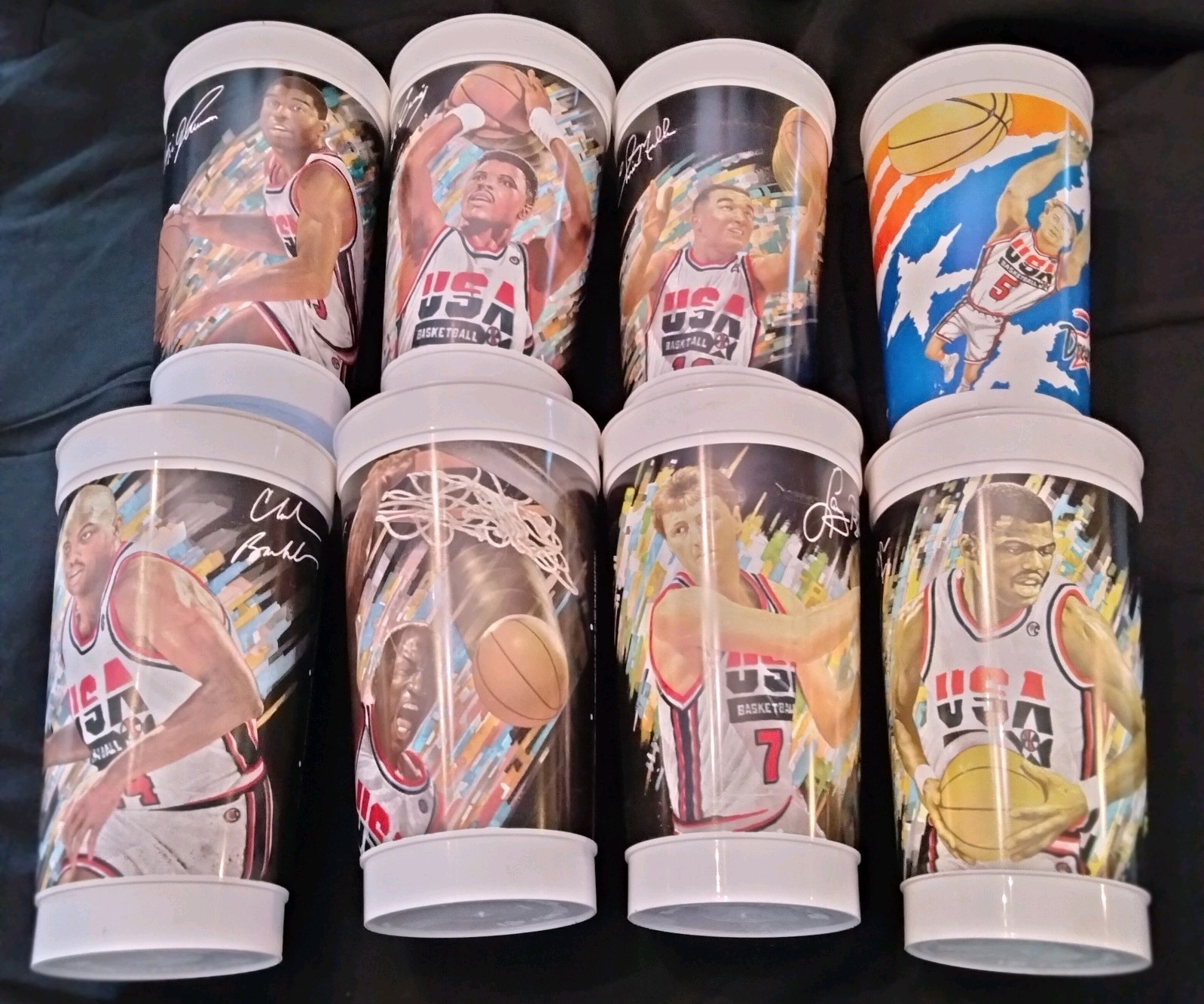 Lot of 7 1992 USA Olympic Basketball Dream Team McDonald\'s Collector Cups 
