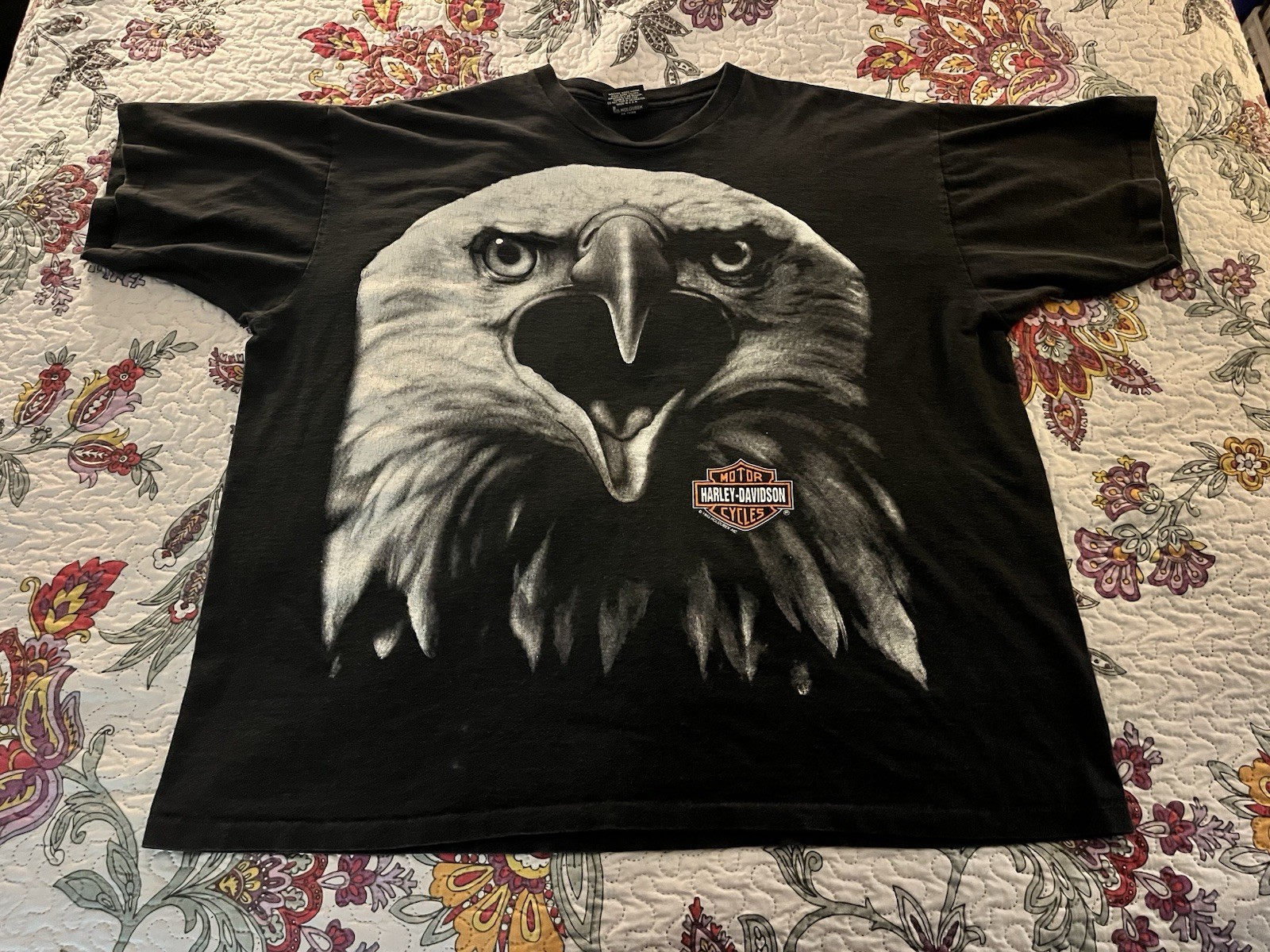 Vintage 1993 90’s Harley Davidson Tshirt XXL LARGE EAGLE GRAPHICS West Bend Wis
