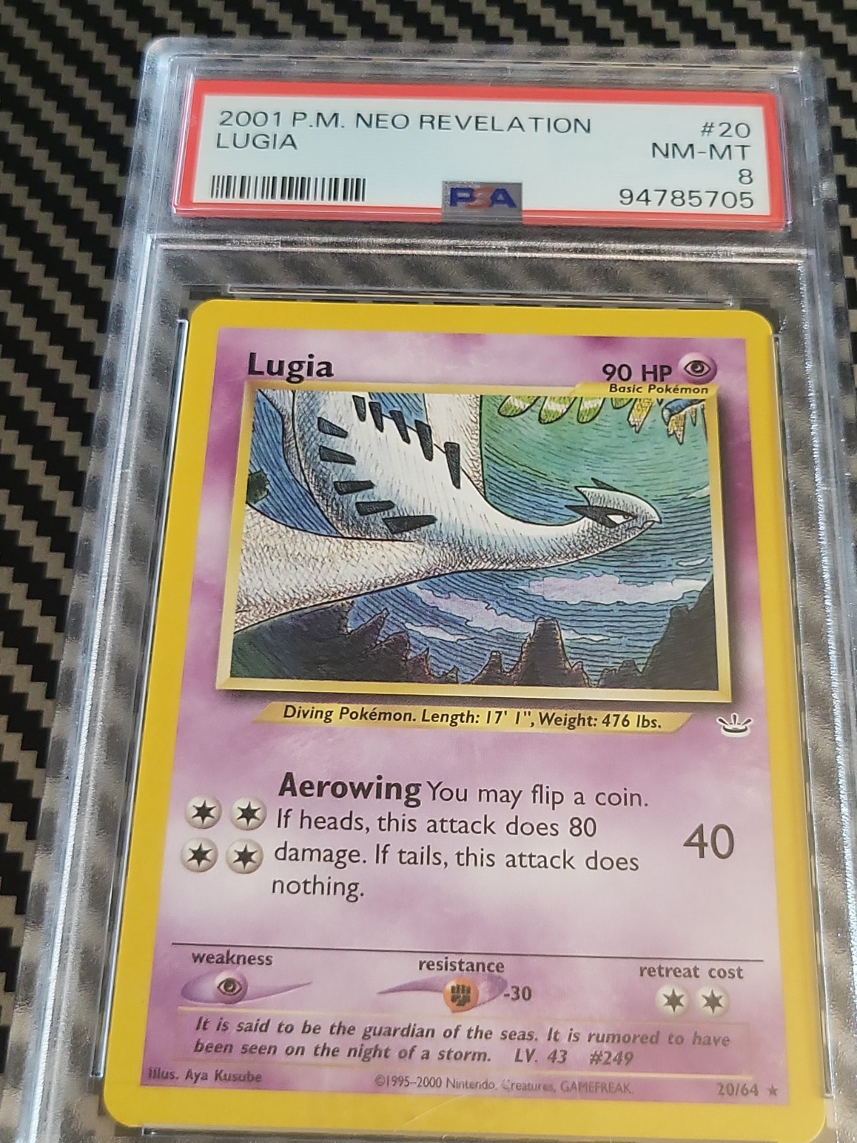 2001 Pokémon Neo Revelation Lugia #20 English PSA 8