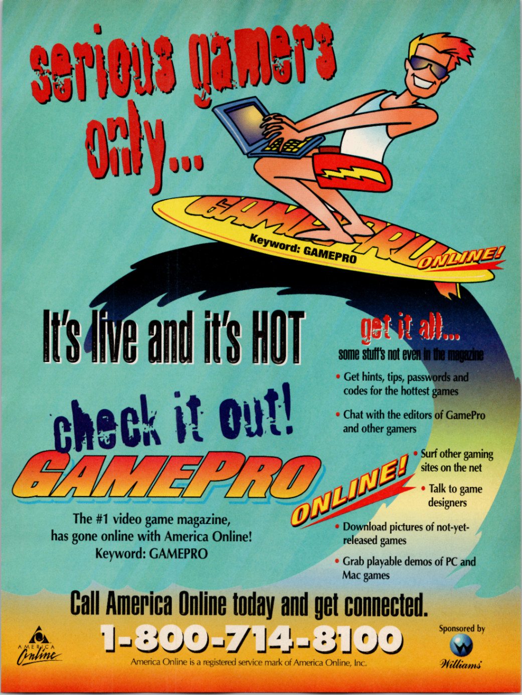 GamePro America Online Magazine Ad Vintage 90s Internet Gaming Print