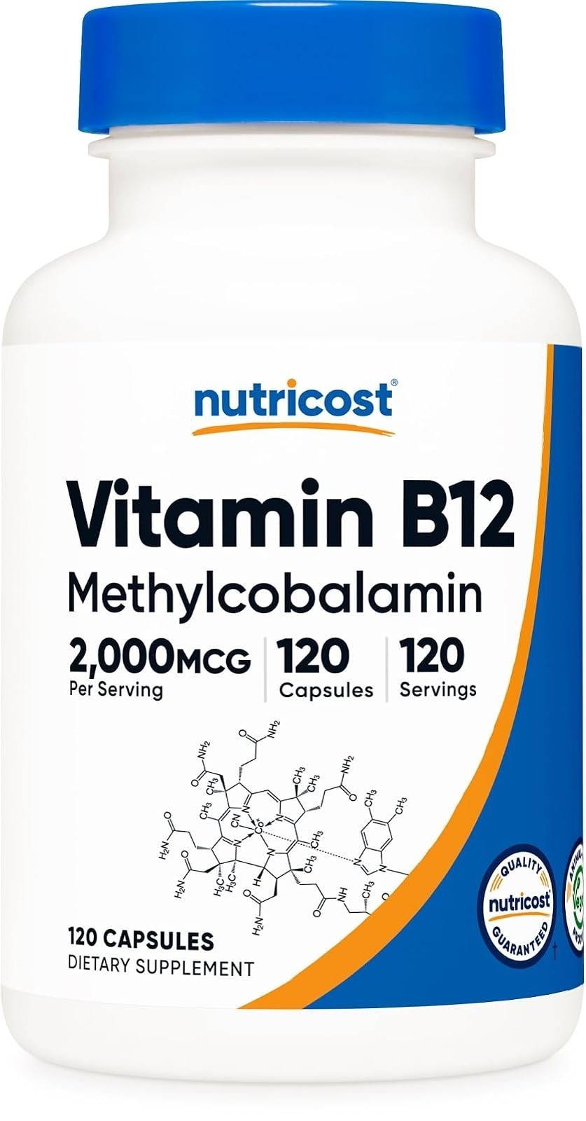Nutricost Vitamin B12 Methylcobalamin 2000mcg 240 Capsules Gluten Free