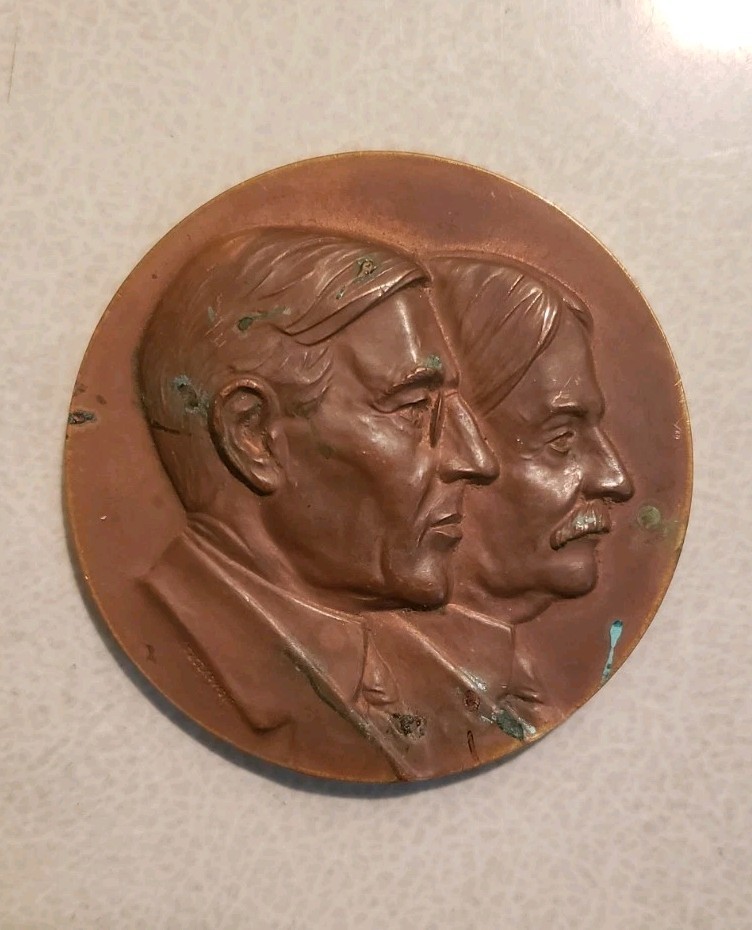 RARE 1913 PRESIDENT WOODROW WILSON - THOMAS MARSHALL INAUGURATION BRONZE MEDAL