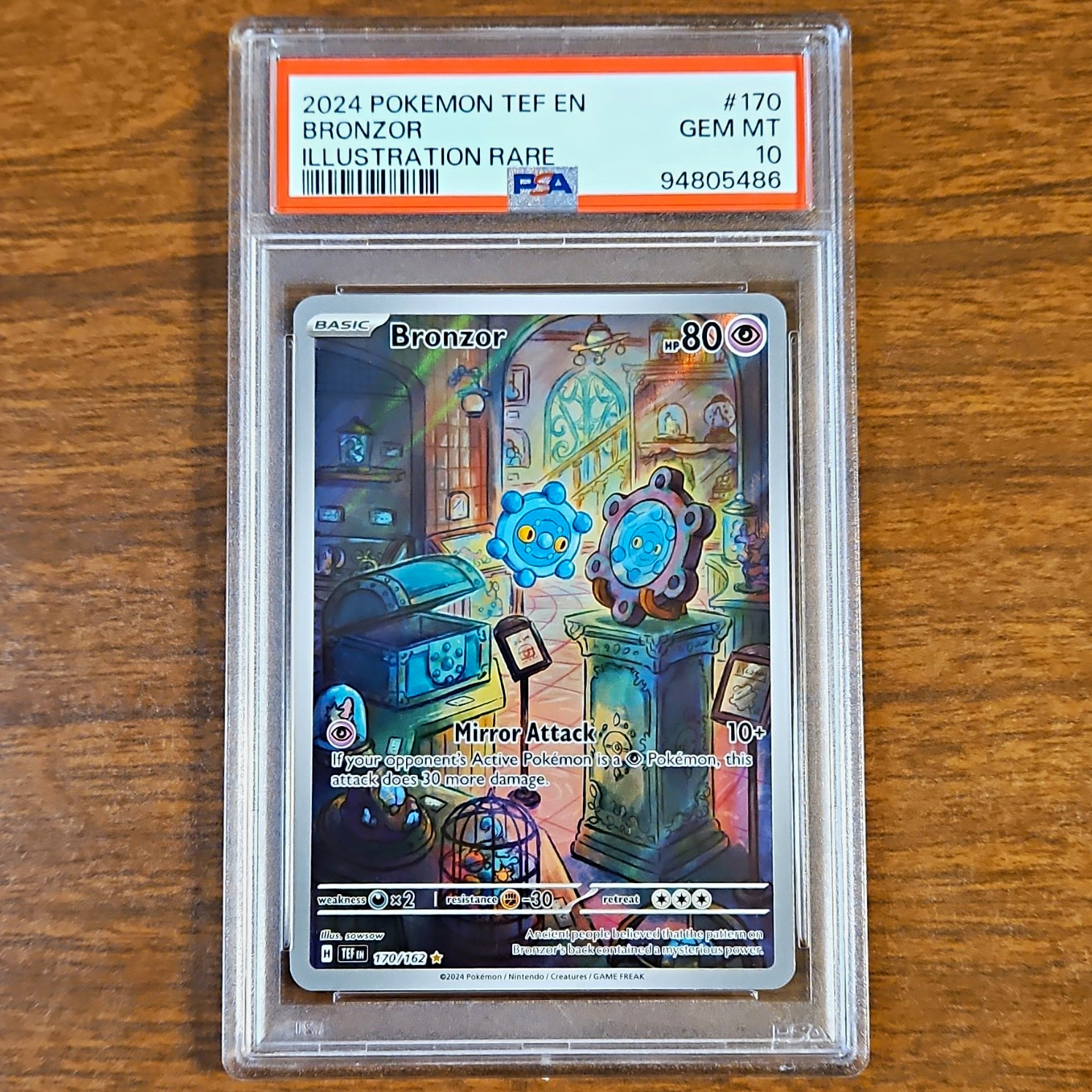 Pokémon 2024 TEF Bronzor Illustration Rare 170/162 PSA 10 Cert 94805486