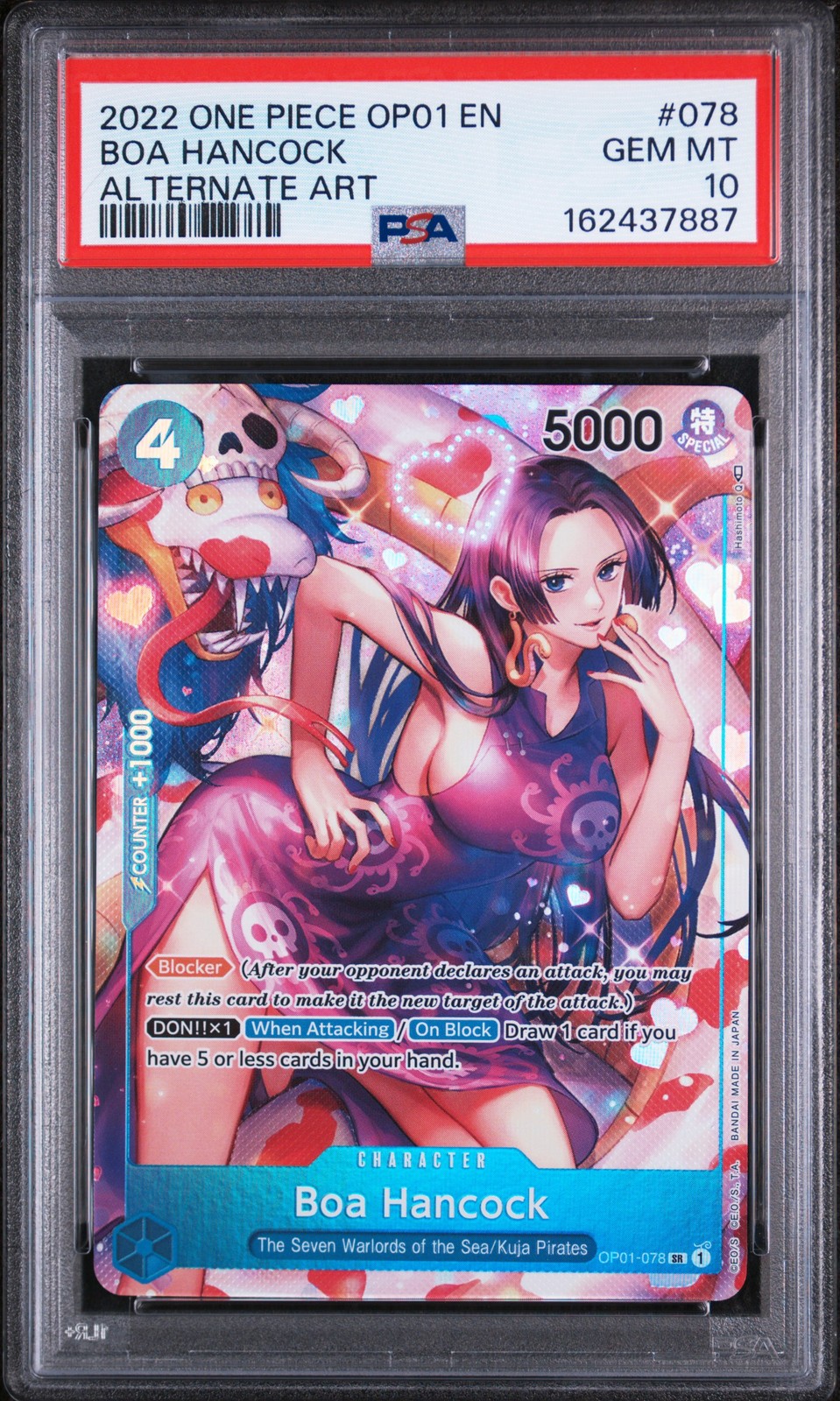 2022 ONE PIECE OP01-ROMANCE DAWN ALTERNATE ART #078 BOA HANCOCK PSA 10