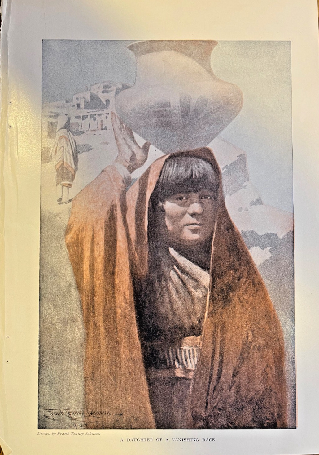 1907 Vintage Magazine Illustration Frank Tenney Johnson Southwest Native Woman