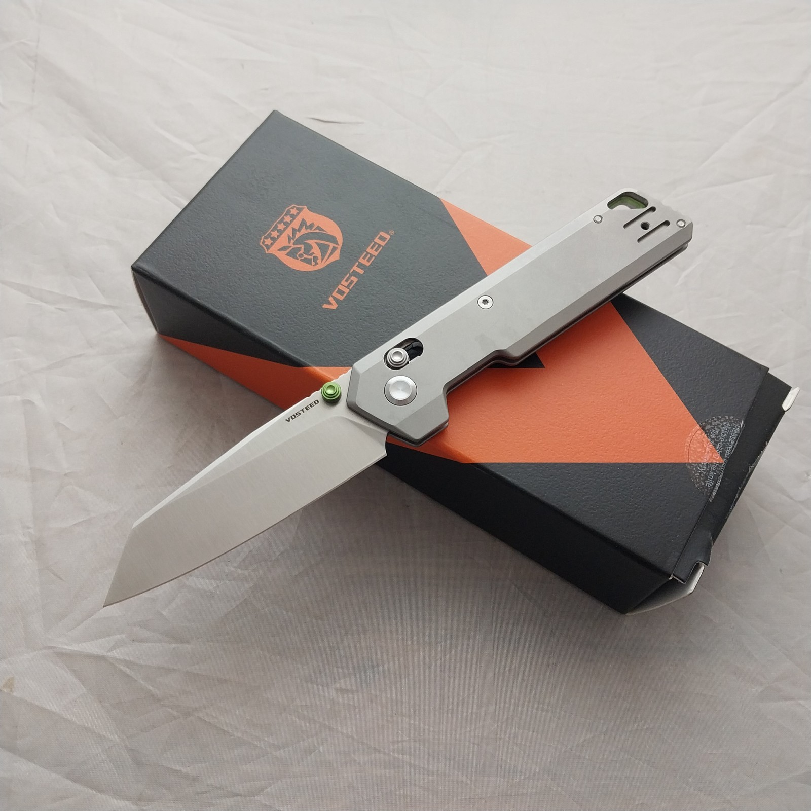 Vosteed Parallel Crossbar Lock Gray Titanium Folding 154CM Pocket Knife A3503
