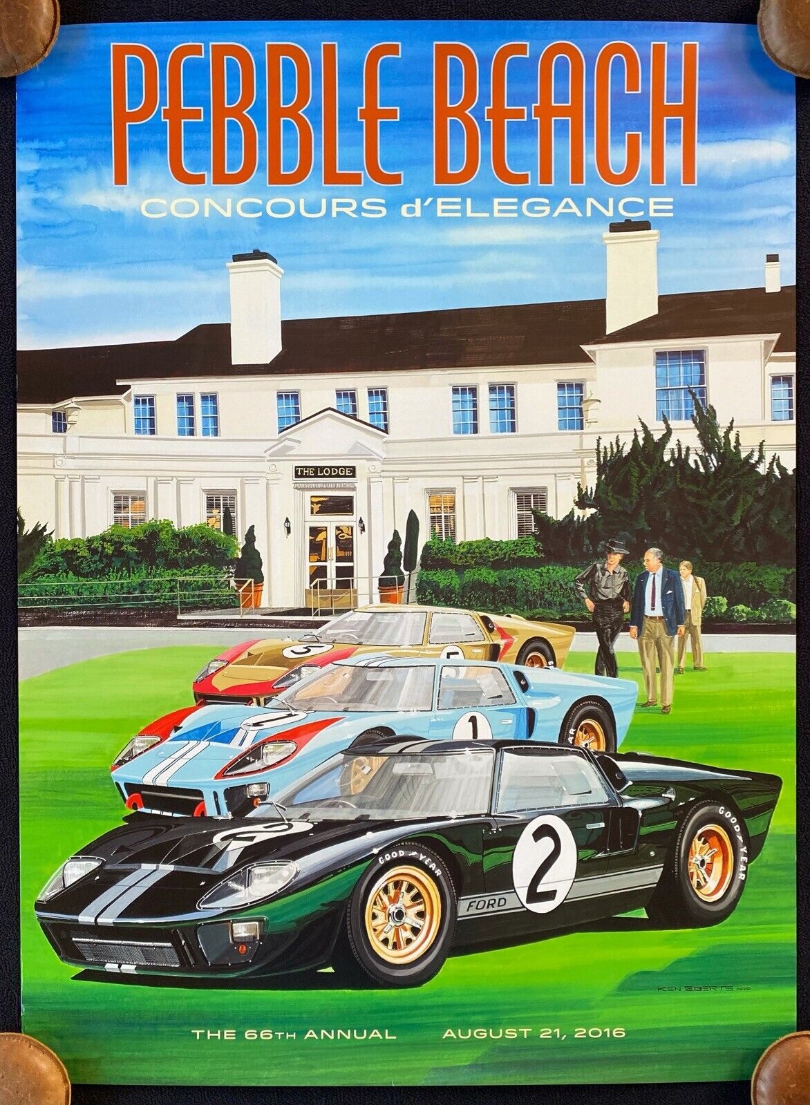 2016 Pebble Beach Concours Poster FORD GT40 1966 LE MANS Eberts