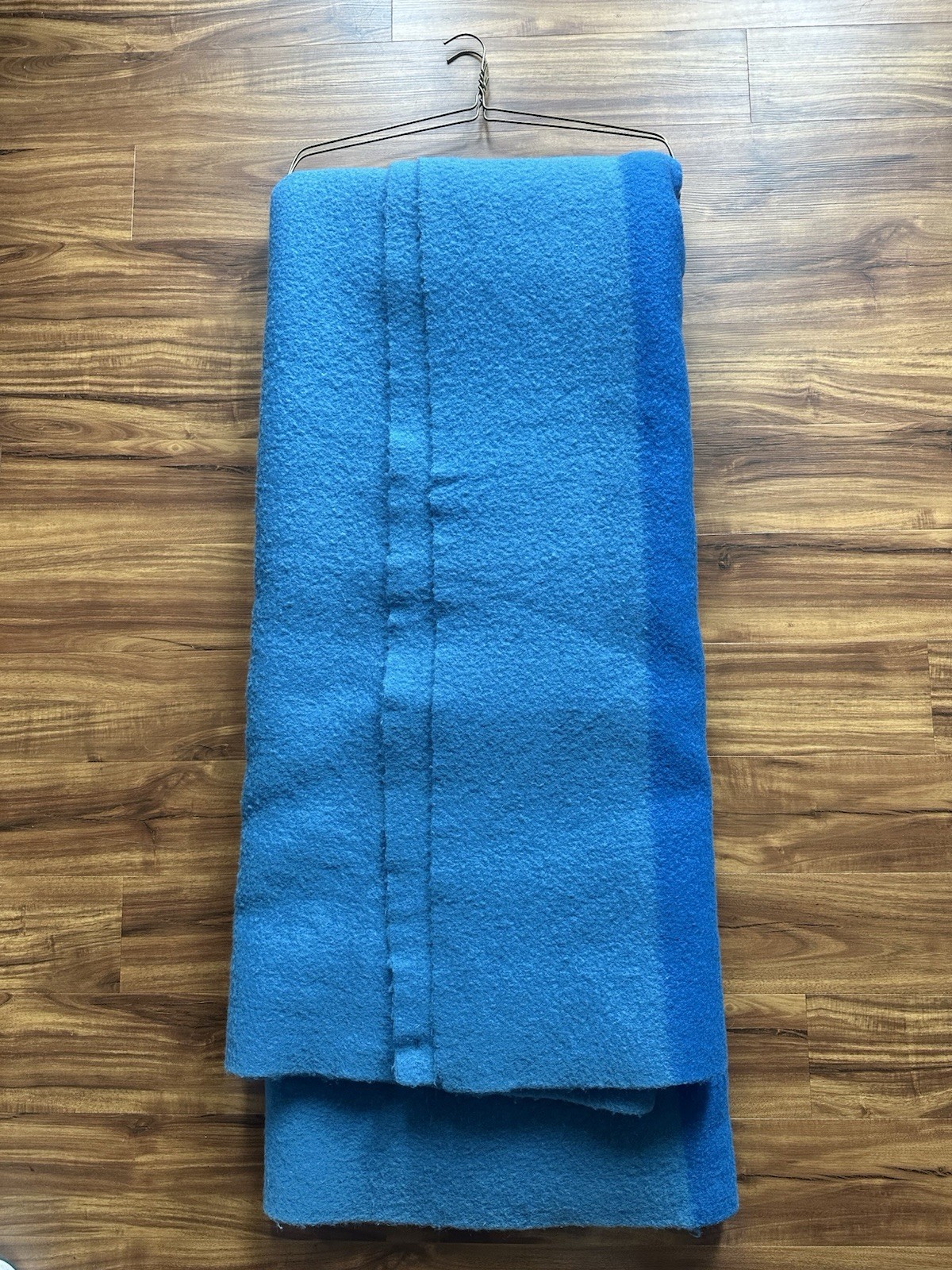 VINTAGE HUDSON'S BAY 6 POINT Blue WOOL BLANKET ENGLAND MADE GOLD LABEL EUC