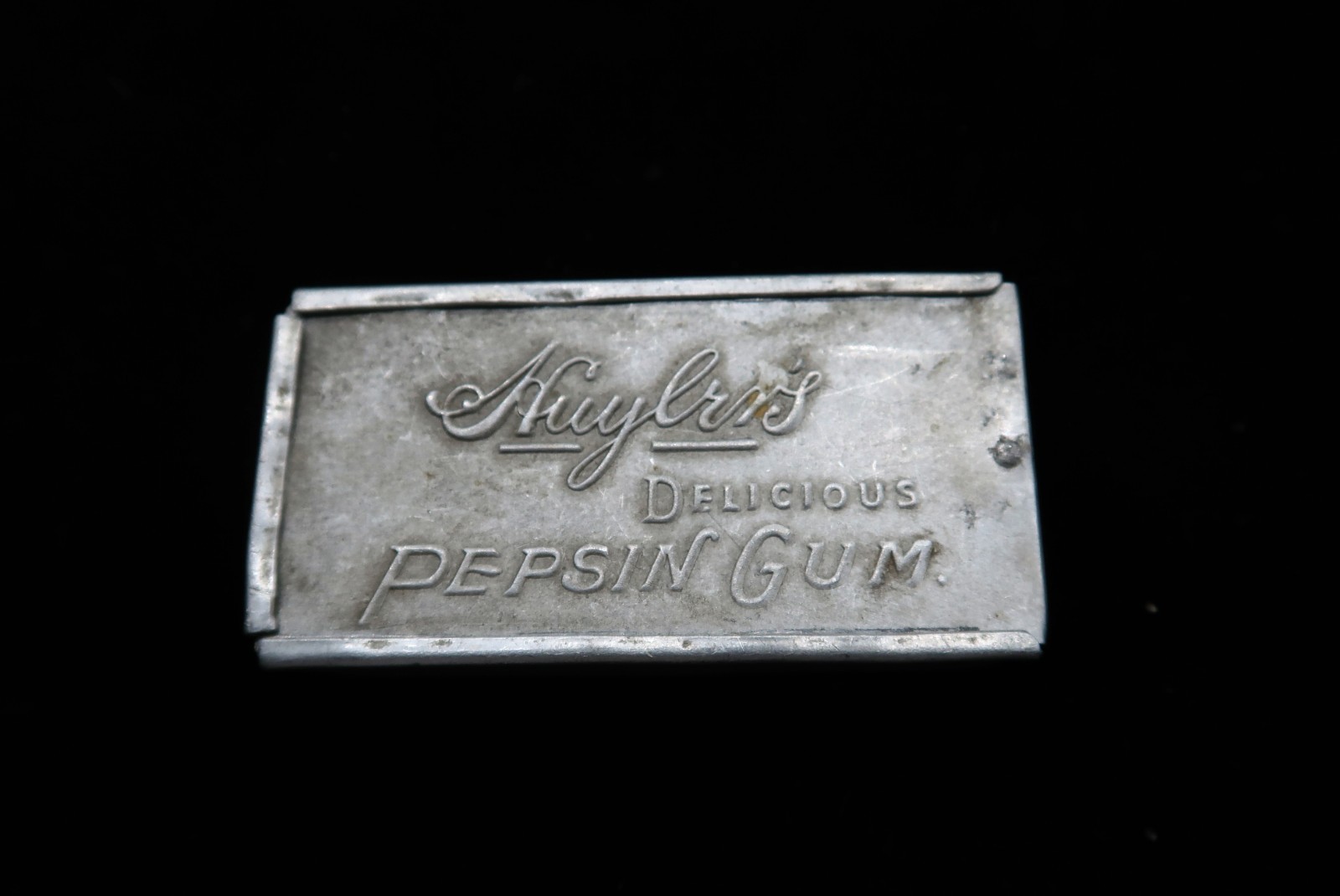 Antique Huyler's Delicious Pepsin Gum Tin Embossed c. 1910 Slide Top Advertising
