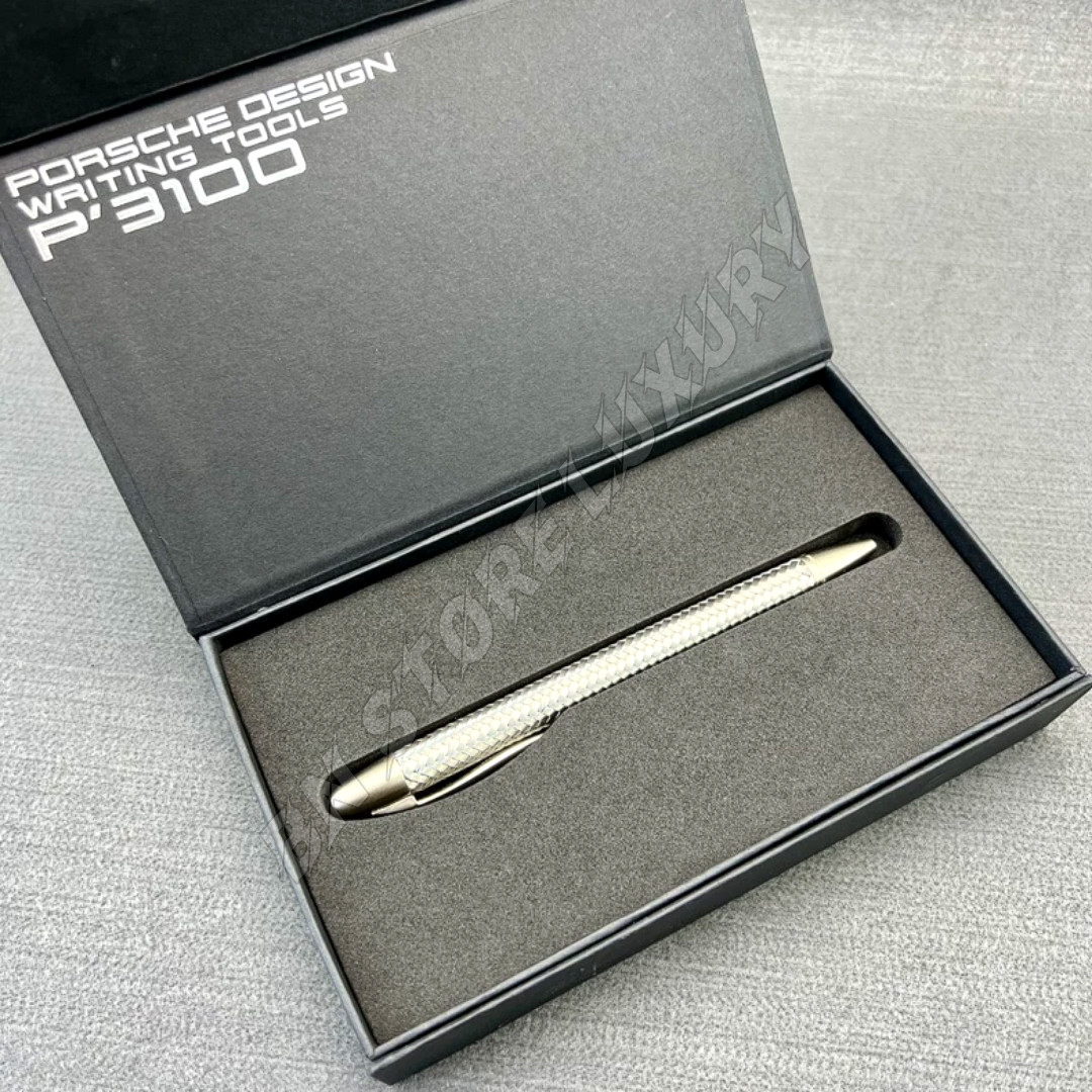 Porsche Design P'3100 TecFlex Silver Braided Ballpoint Pen w/ Box