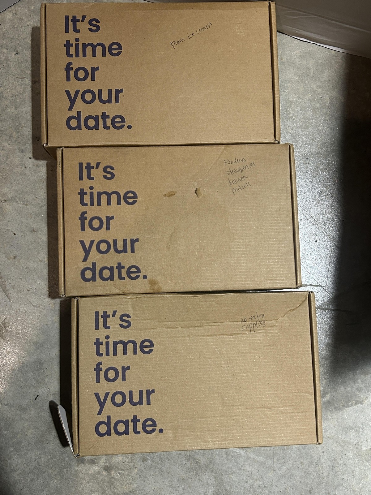 Happily Date Night In A Box Bundle Lot 3 Themed Kits Ice Cream Fondue DIY Fun
