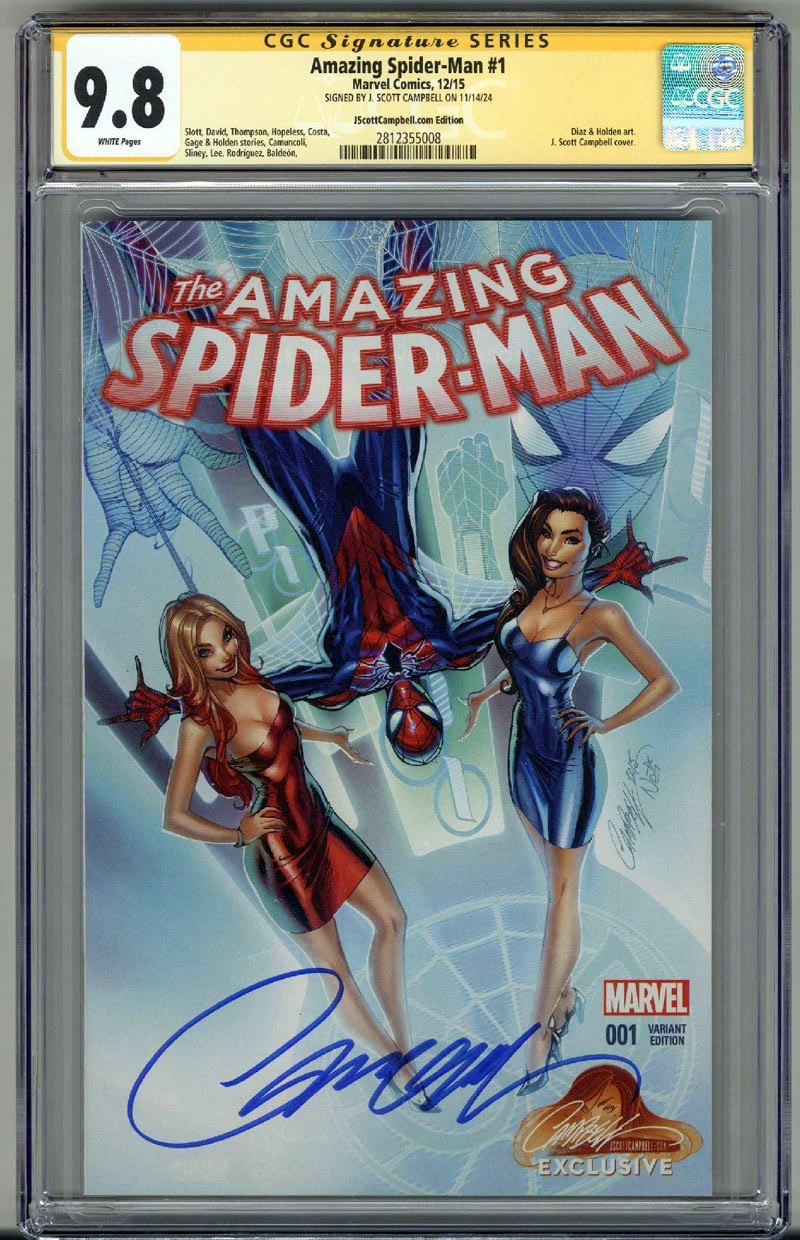 AMAZING SPIDER-MAN #1 CGC 9.8 SS SIGNED J. SCOTT CAMPBELL VARIANT EDITION RARE