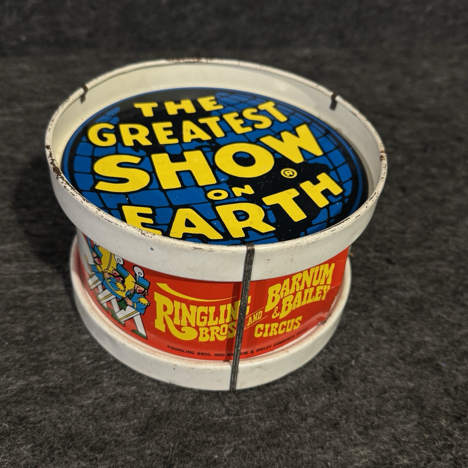 Ringling Brothers and Barnum & Bailey Circus Souvenir Metal Drum 1960's