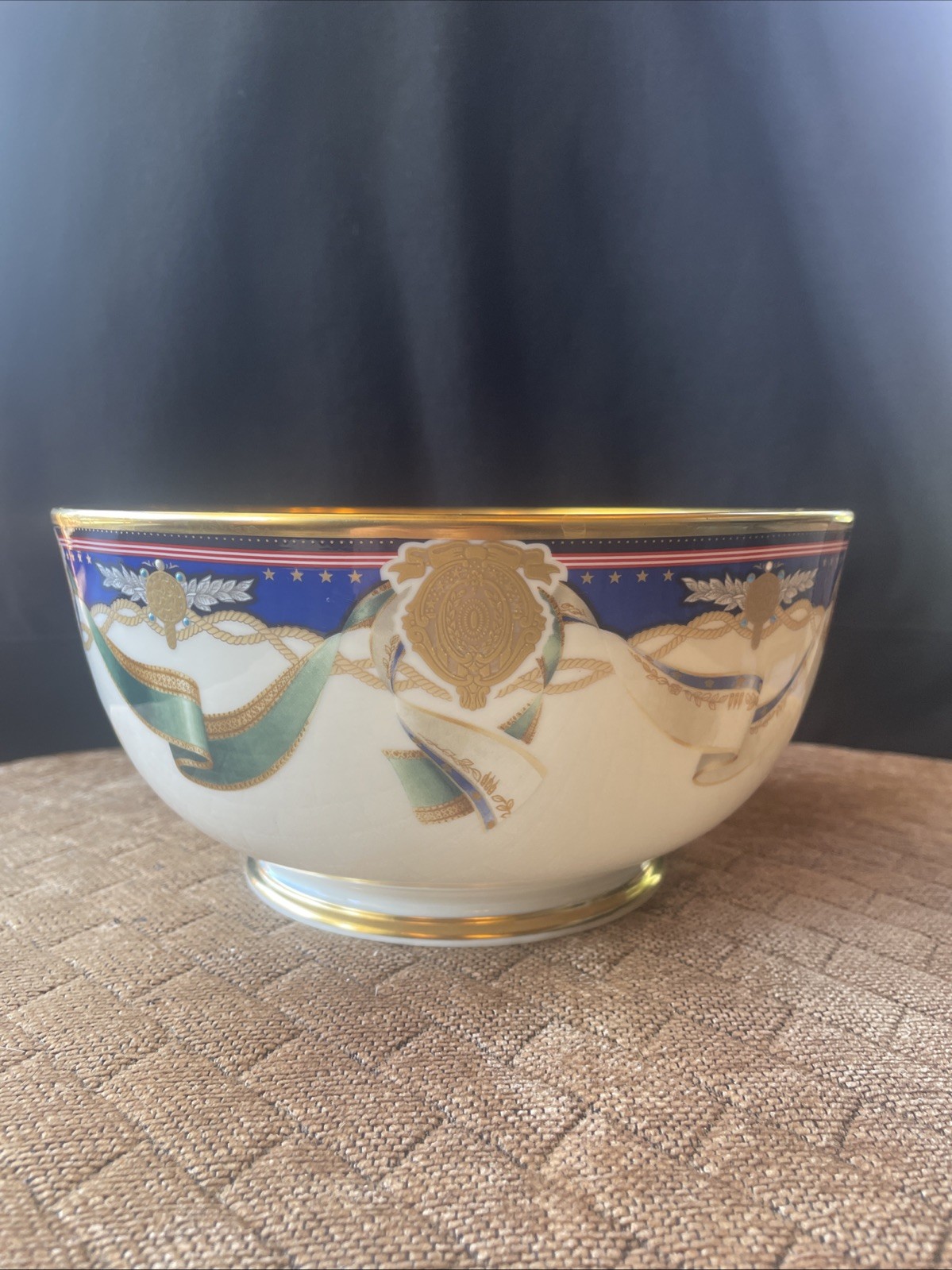 Lenox Millennium Limited Edition Bowl with Gold Trim And Detailed Ribbon Design