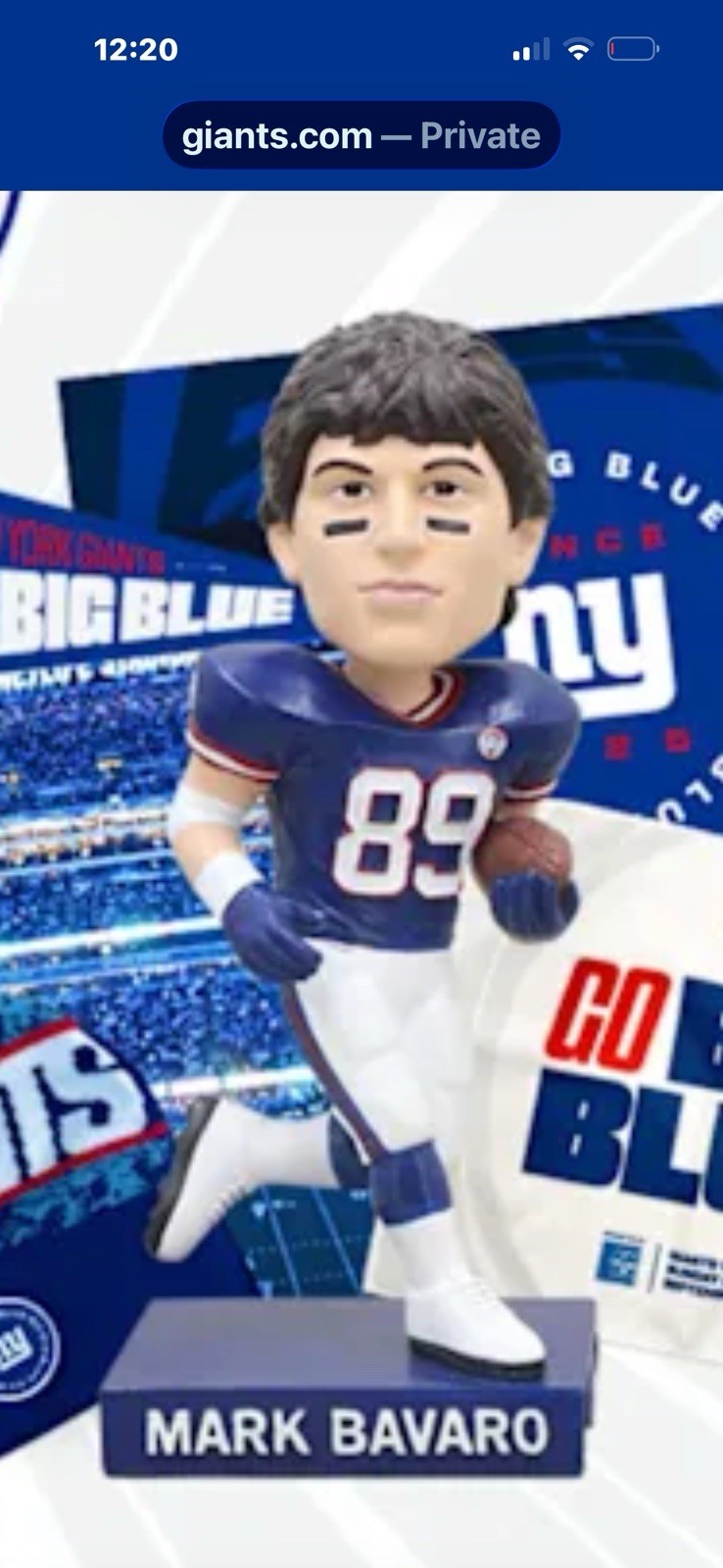 New York Giants Mark Bavaro Bobblehead Presale 10/4 New In Box