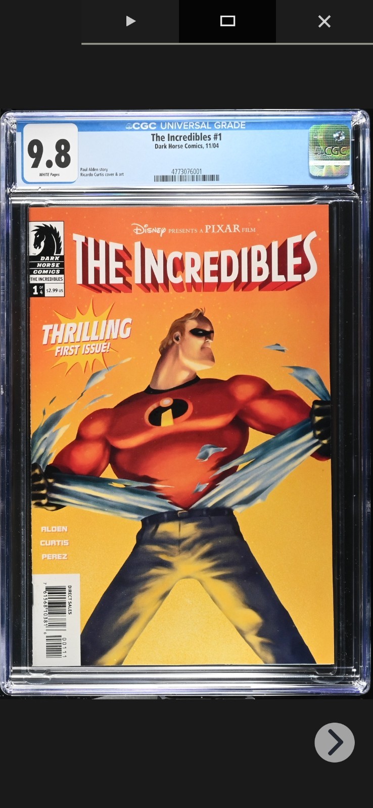 Incredibles #1 1st Appearance Of Incredibles Cgc 9.8 Rare Htf