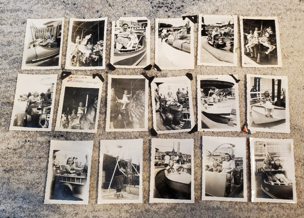 Lot 17 Vintage 1951 Coney Island B&W Snapshot Photos Amusement Park Rides NYC