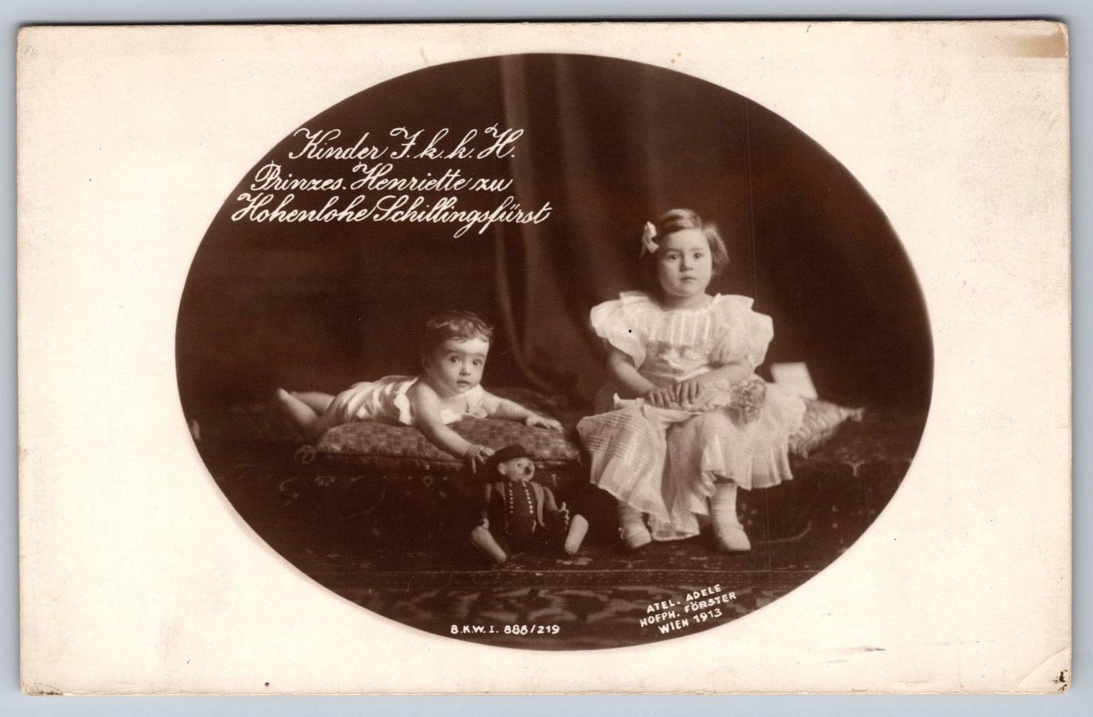 1913 RPPC Princess Henriette Hohenlohe-Schillingsfürst Children Vienna Portrait