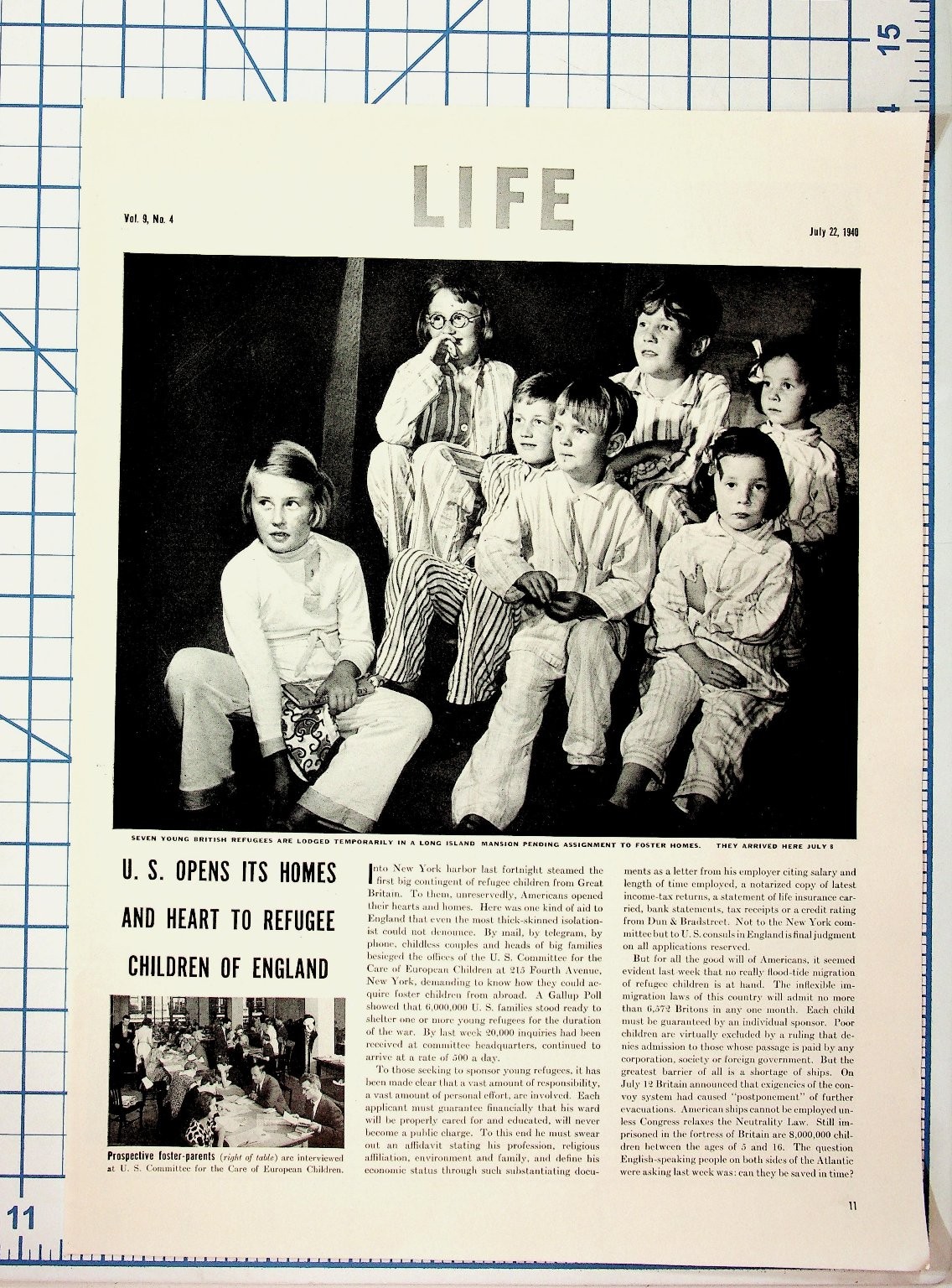 LIFE Magazine 1940 WWII British Children Refugees USA Hempstead House Article