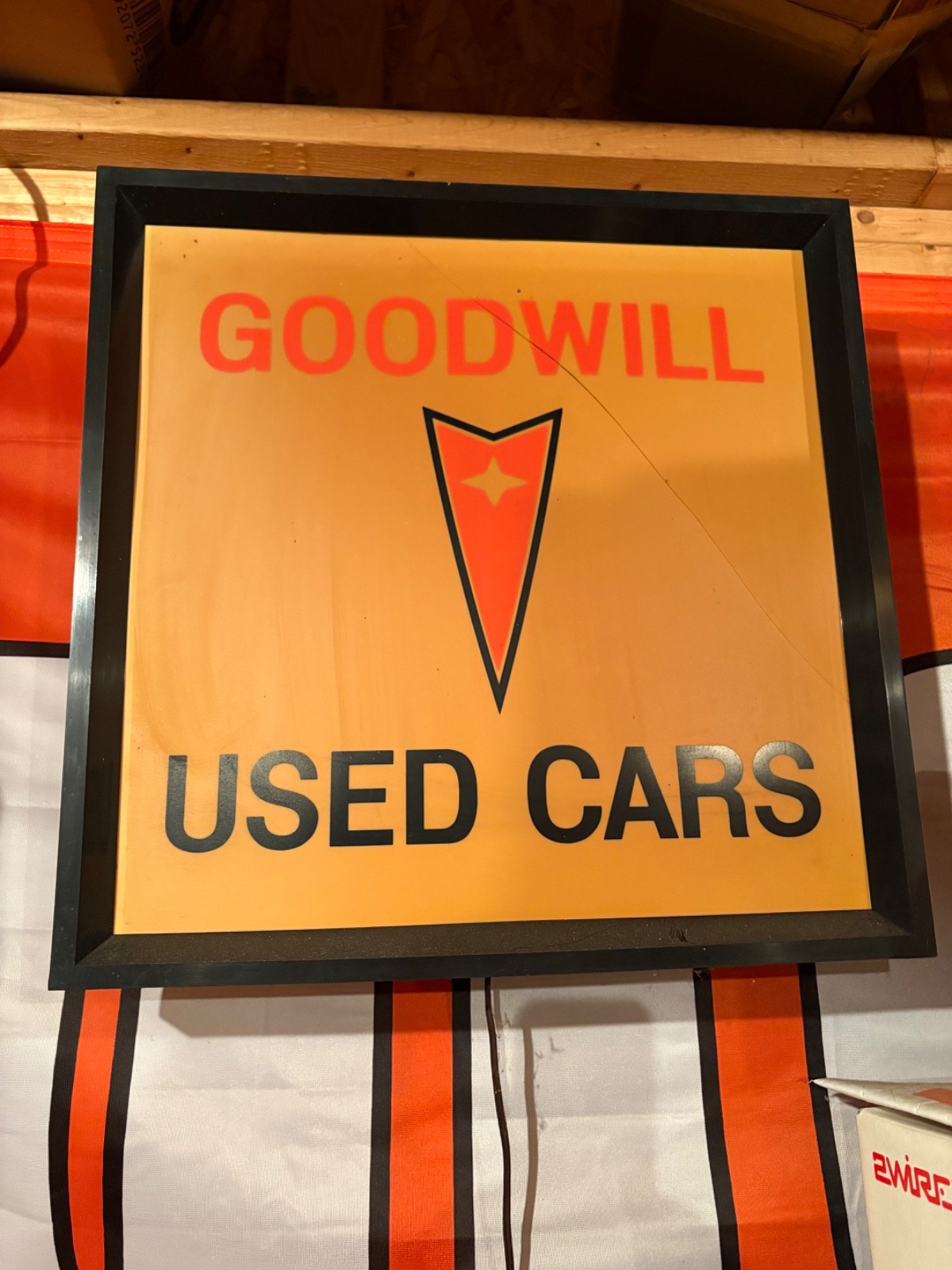 Authentic  1960s or 1970s PONTIAC DEALER SIGN. GOODWILL USED CARS