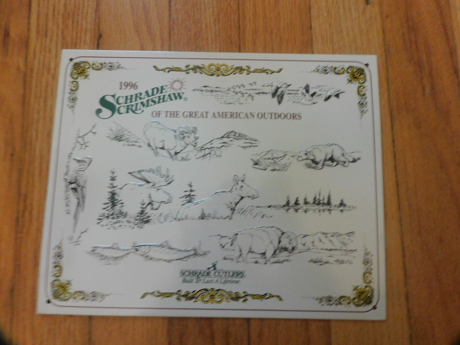 vtg  Schrade metal sign for collector or cabin 8''x10''