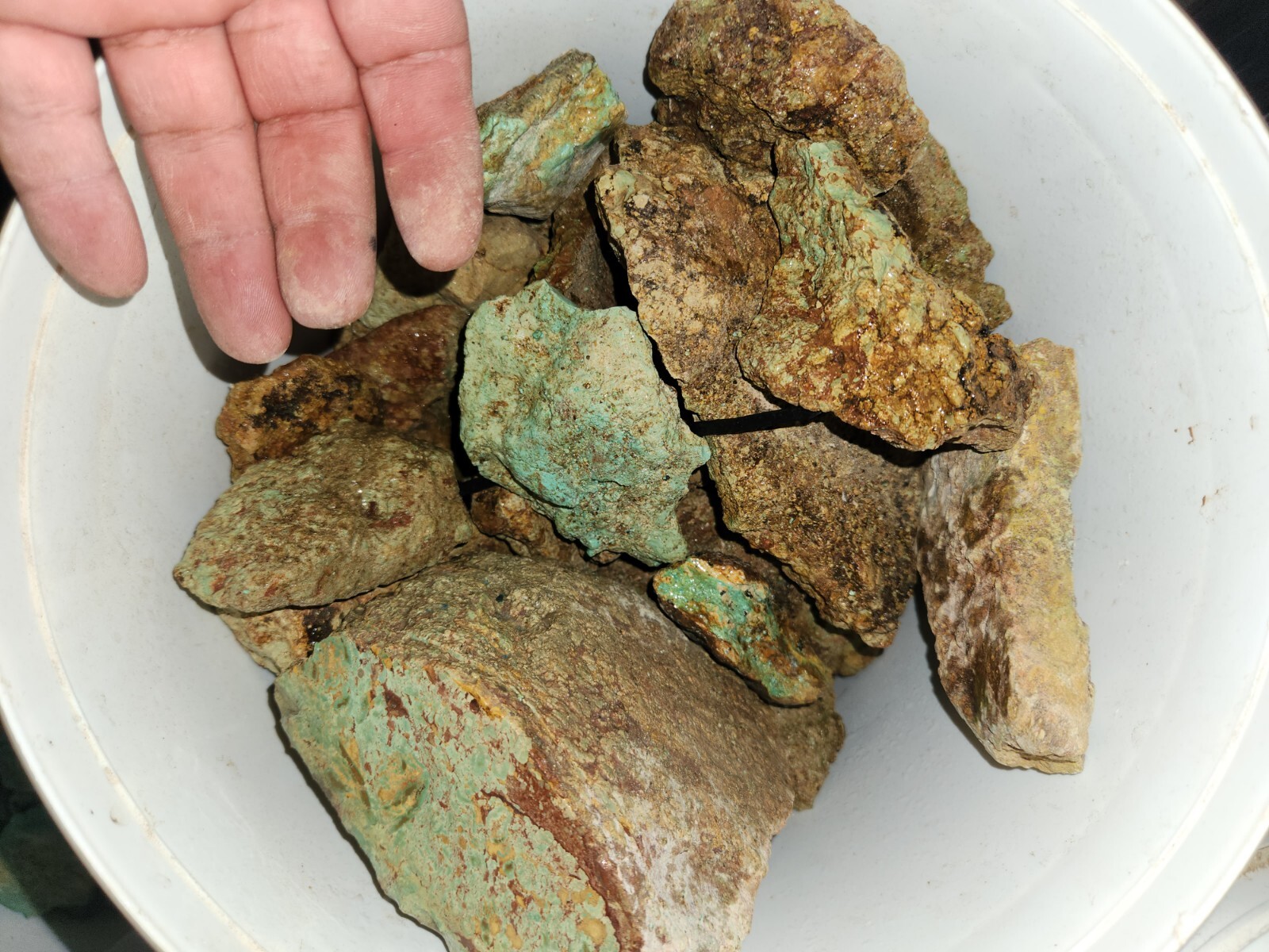 Stabilized green turquoise With Red Matrix rough By The Pound 1/2Inch Plus Sizes