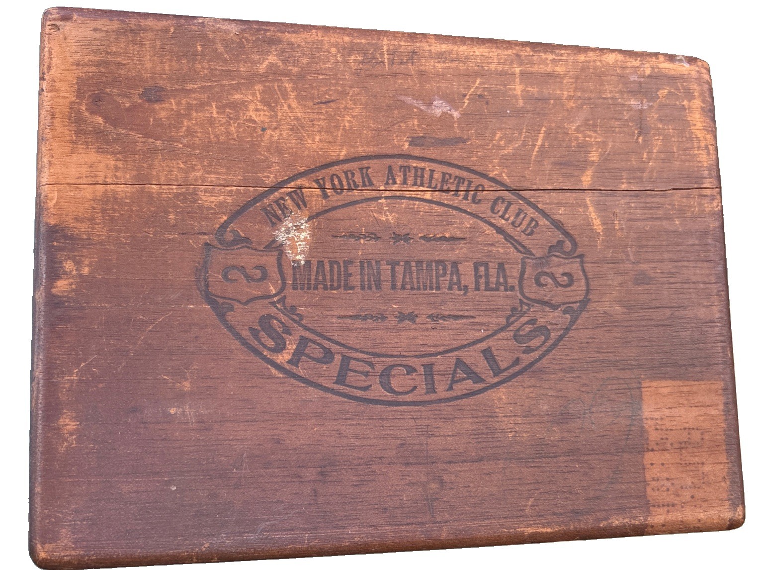Antique New York Athletic Club Wooden Cigar Box Tampa Specials