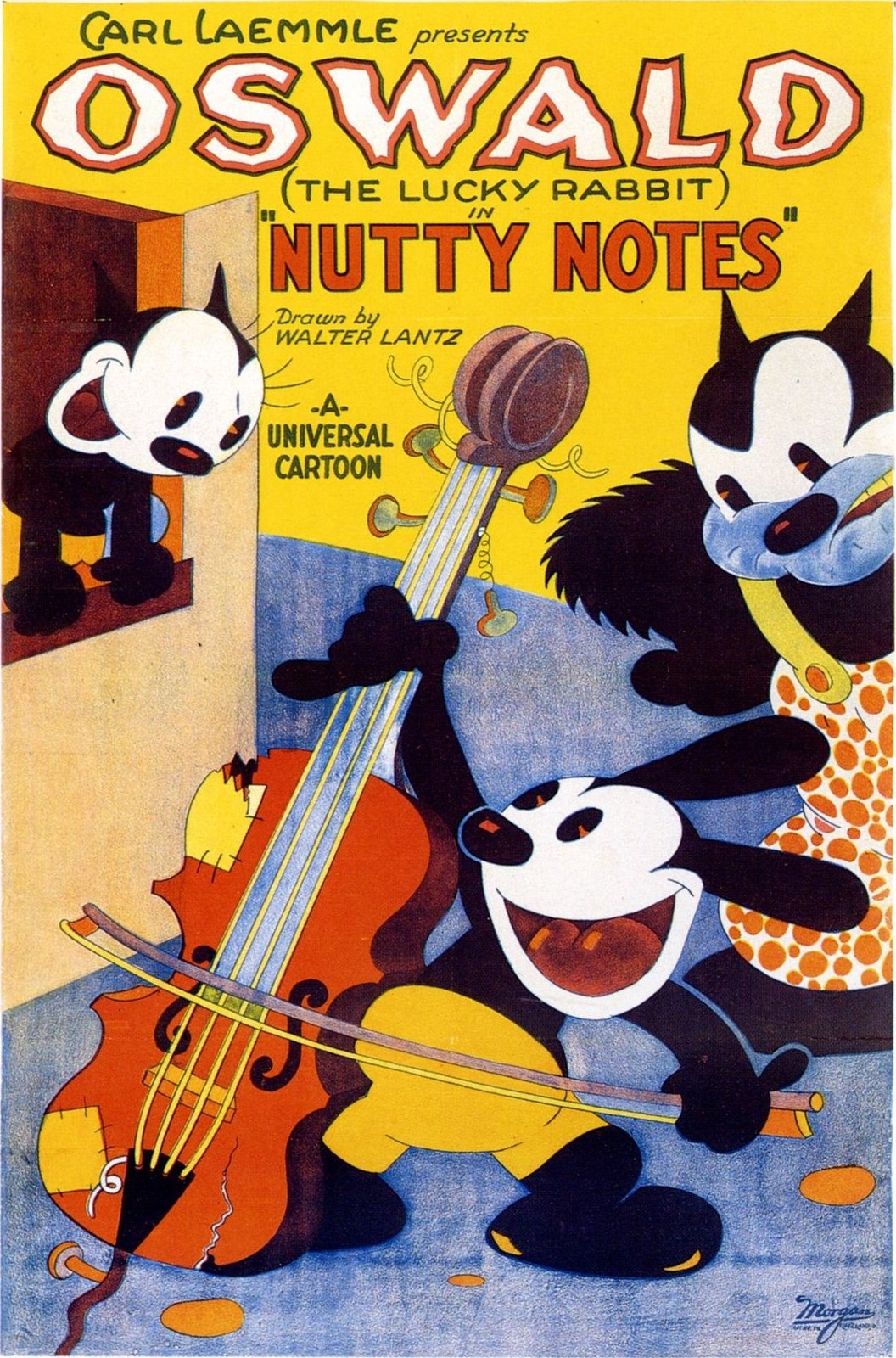 🎉 Oswald the Lucky Rabbit - Nutty Notes Poster (1928) - 24x36” Hi-Res💎 Print