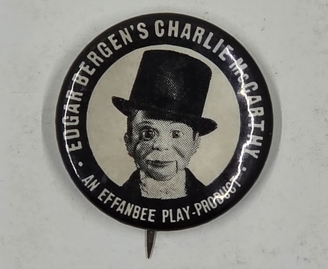 Vintage Edgar Bergen s Charlie McCarthy Effanbee Play Product Pinback Button