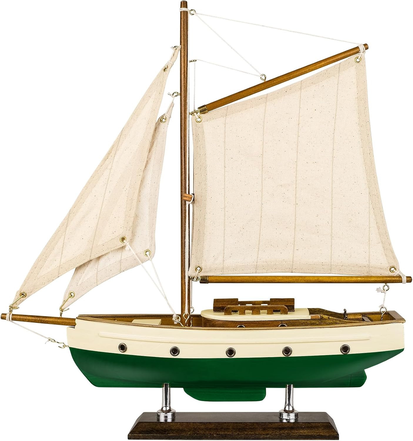SAILINGSTORY Wooden Sailboat Decor Sailing Ship Model Boat Green