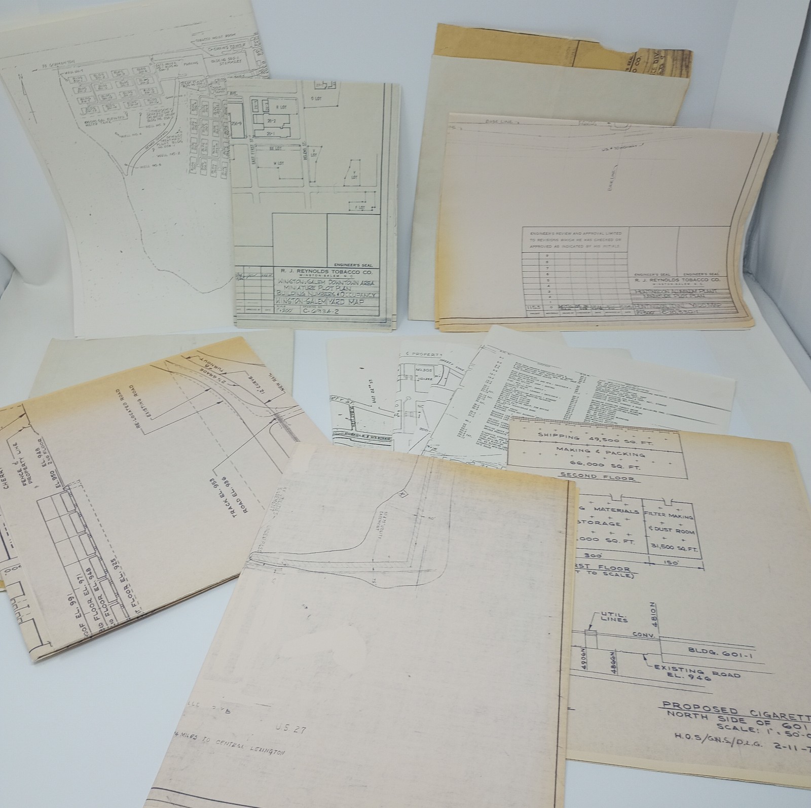 1960's-1970's RJ Reynolds Assorted Factory Plans & Blue Prints Various Locations