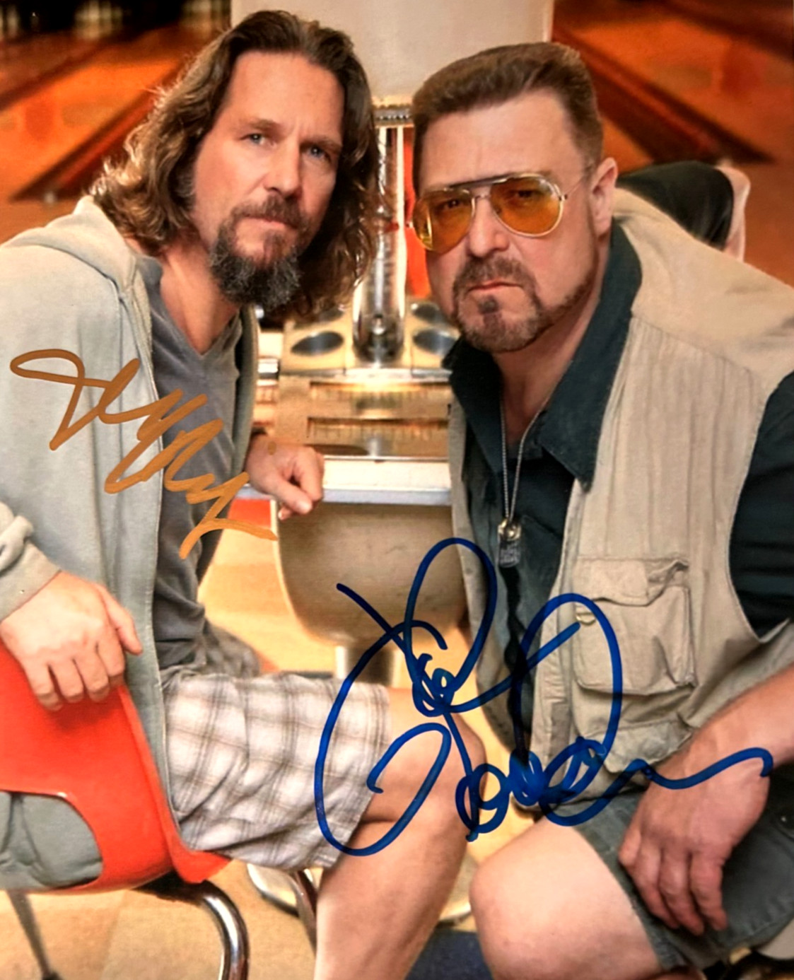 Jeff Bridges, John Goodman Signed (Big Lebowski) 8x10