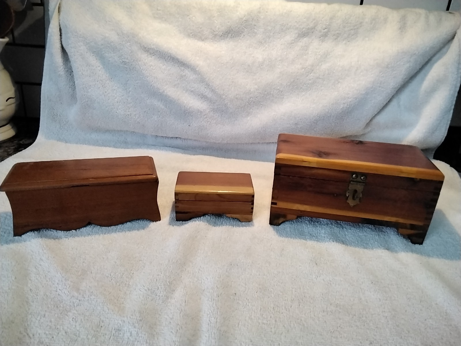 Lot Of 3 Wood Boxes Cedar Trinket