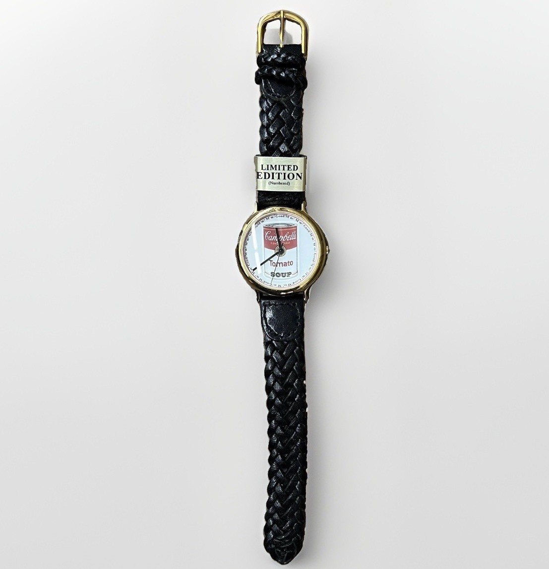 Vintage 1994 Campbell’s Soup Advertising Promotional Watch Black Leather Band