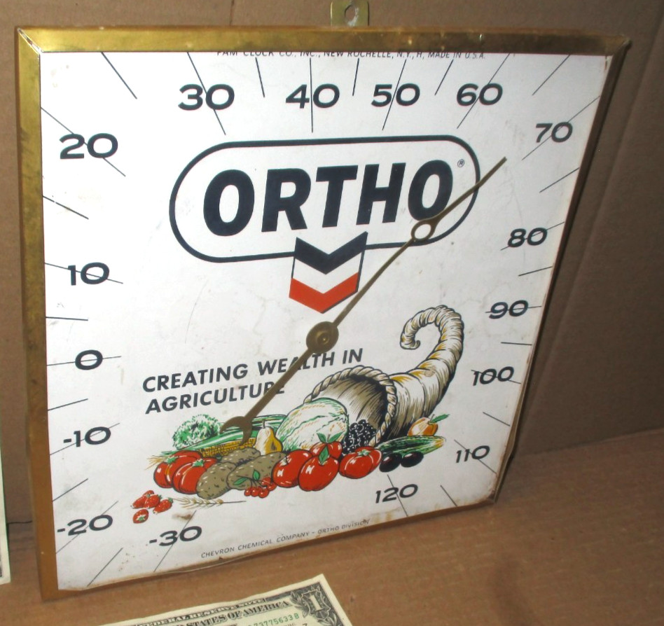 CHEVRON ORTHO - Rare Pam New Rochelle NY - VINTAGE - Thermometer Sign - COLORFUL