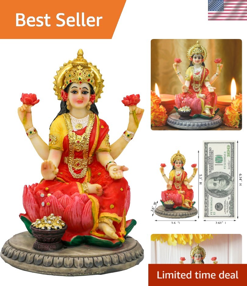 5.3” Elegant Lakshmi Statue - Spiritual Home Decor for Prosperity and Blessings