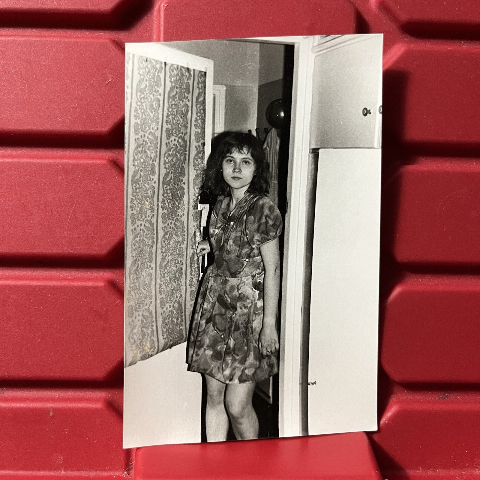Pretty Polish Woman In A Dress In The Kitchen 3 1/2 x 5 1/2 Photograph 1970s