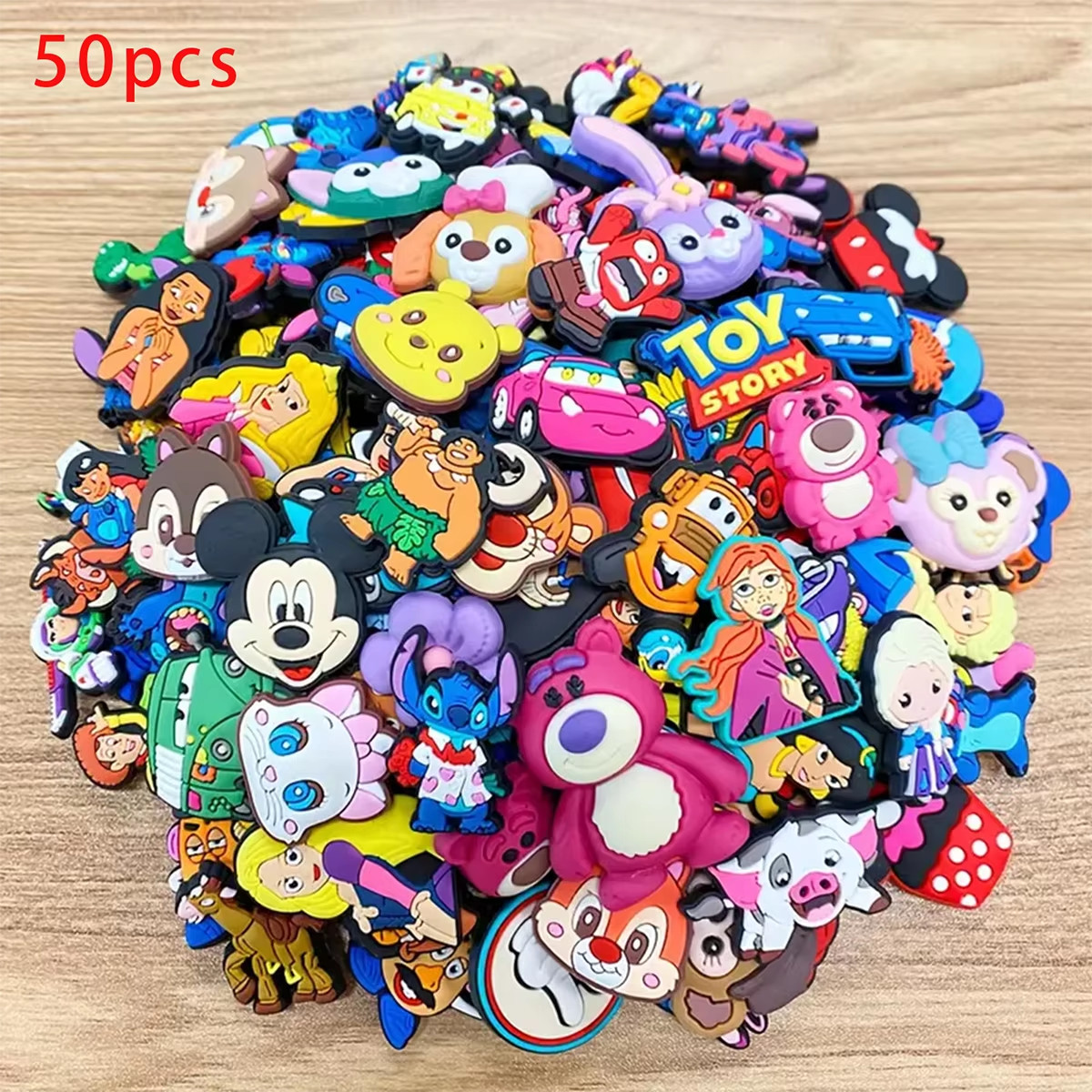 50PCS Random Cartoon PVC Shoe Charms Set for Clogs Sandals Bag DIY Accessories