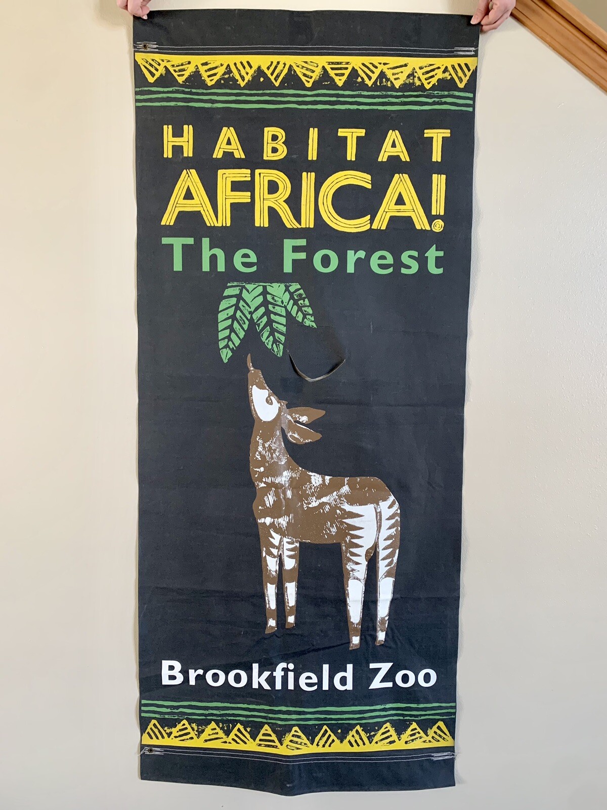 Retired Original Brookfield Zoo Canvas Pole Banner Habitat Africa The Forest