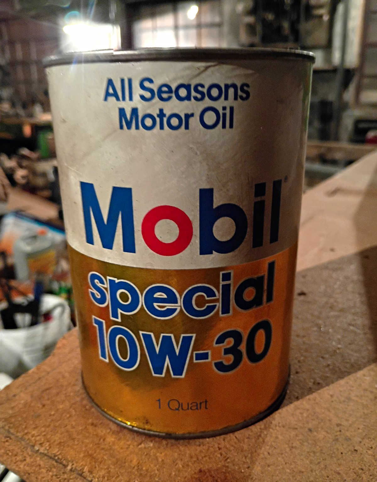 Mobil Special 10W-30 All Seasons Motor Oil 1 Quart Can White Gold Blue Red
