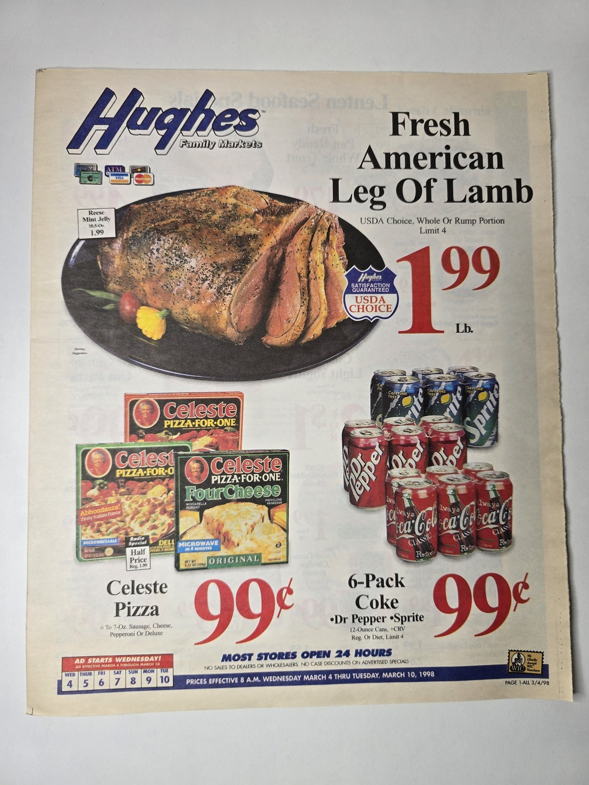 Hughes Family Markets Grocery Circular March 4 10 1998 Southern California