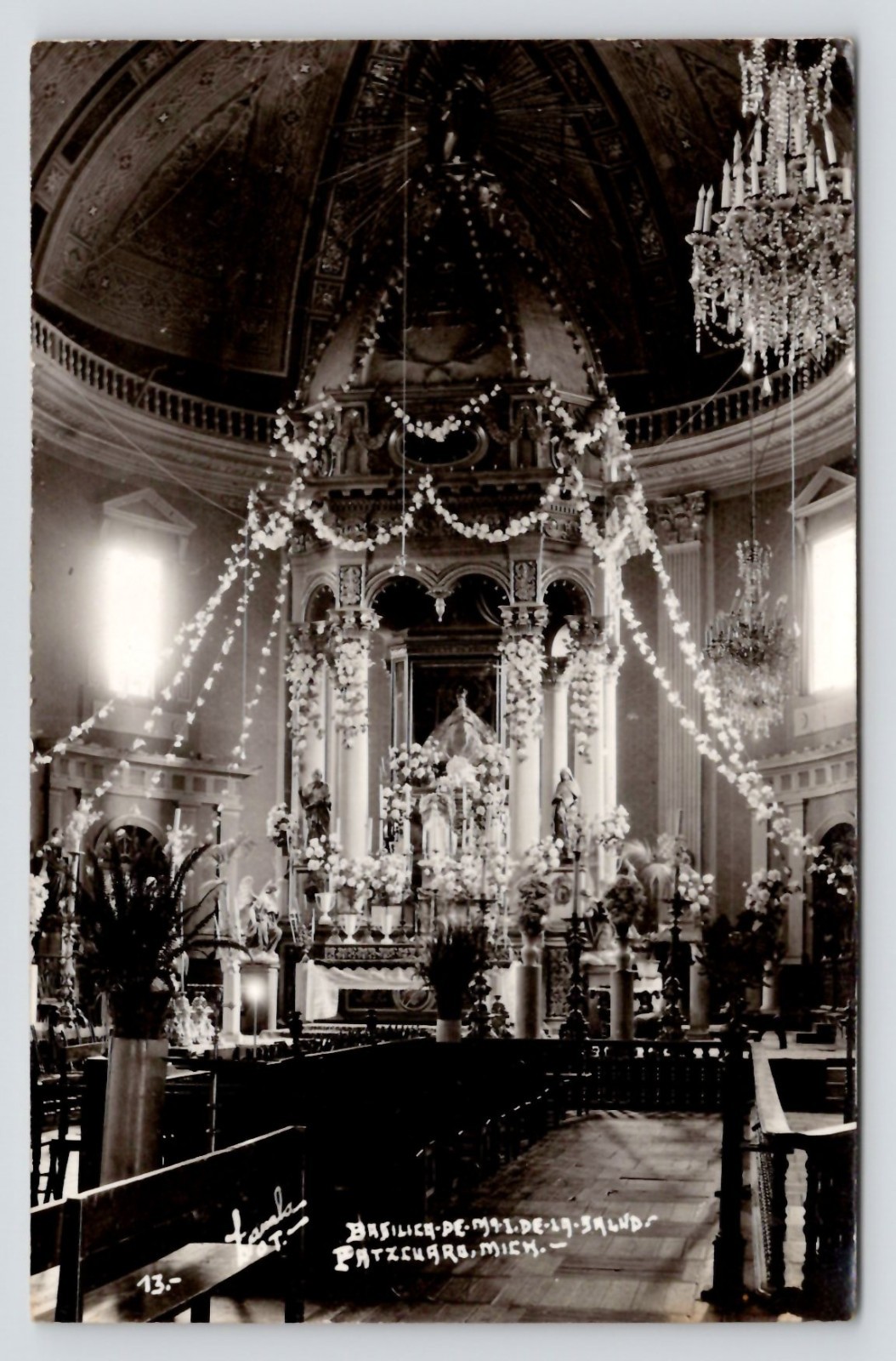 RPPC Basilica de María Inmaculada y la Salud Pátzcuaro Michoacán Mexico Postcard