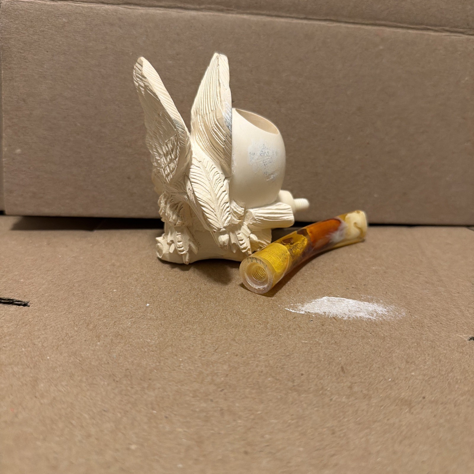 🔴 NEW UNSMOKED MEERSCHAUM PIPE EAGLE CARVED CELEBRATE AMERICA NO CASE, 