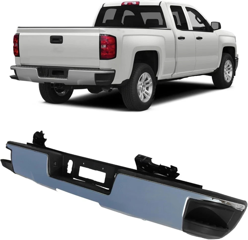 Chrome Steel Rear Step Bumper Assembly Replacement for Silverado Sierra 1500 201