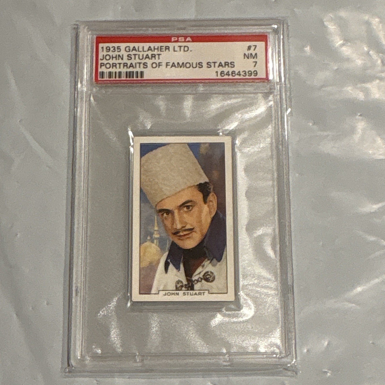 1935 GALLAHER PORTRAITS OF FAMOUS STARS #7 JOHN STUART PSA 7