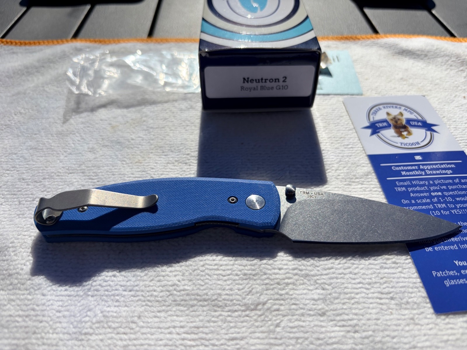 TRM Three Rivers Mfg Neutron 2 Royal Blue G10 20CV Beautiful 