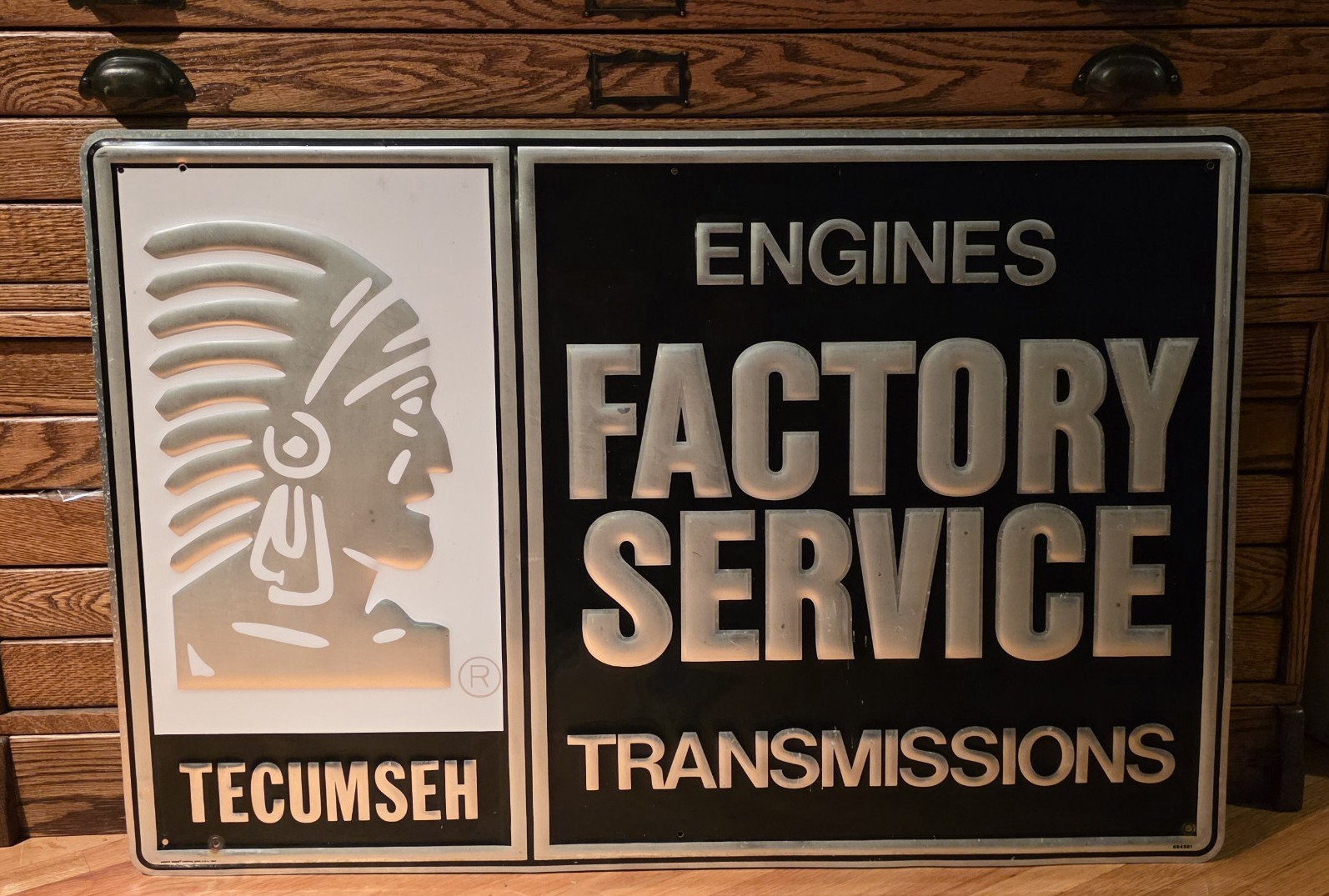 Tecumseh Engines Factory Service Transmissions Metal Embossed Sign 