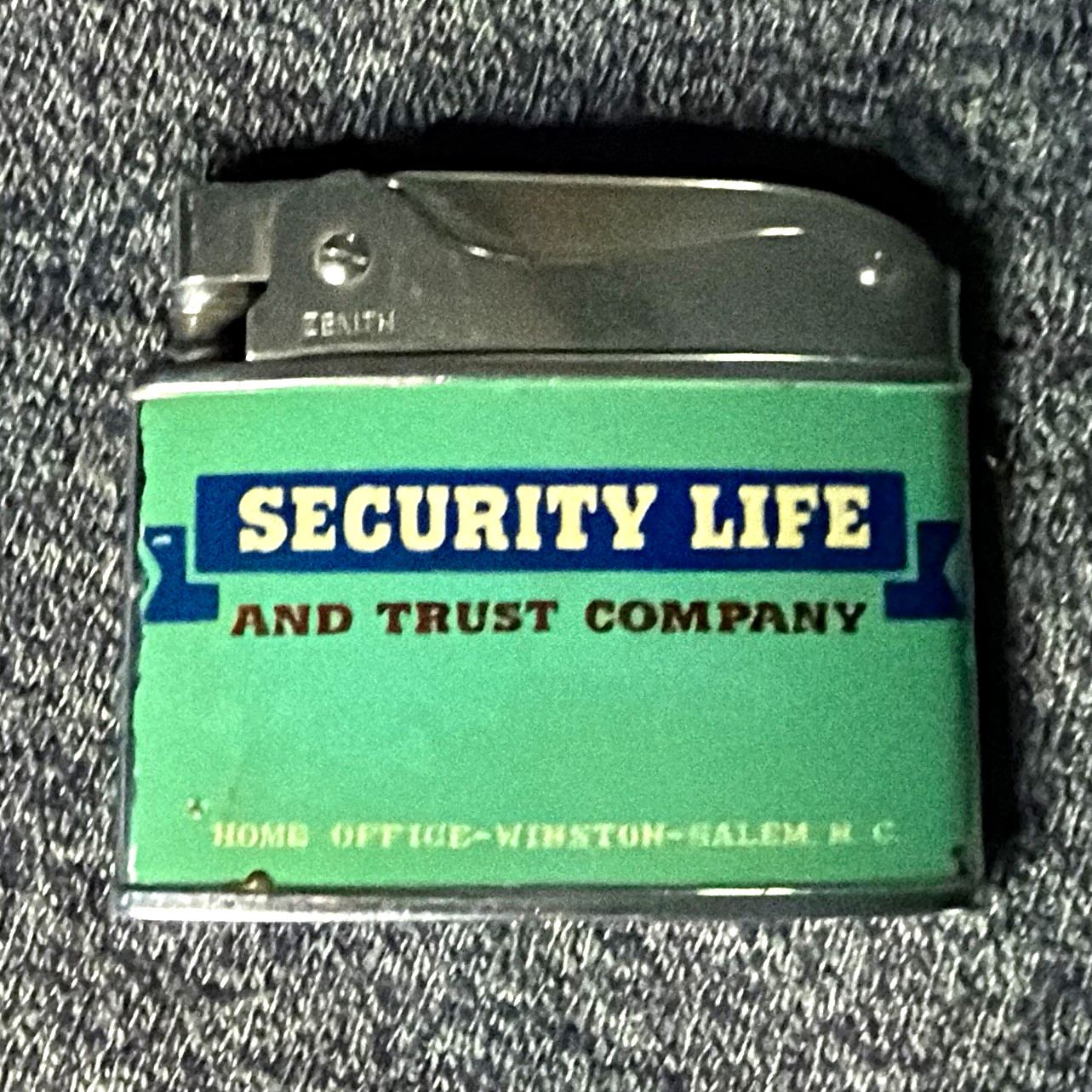 Vintage 1959 Zenith Lighter Security Life Trust Winston Salem NC Advertising
