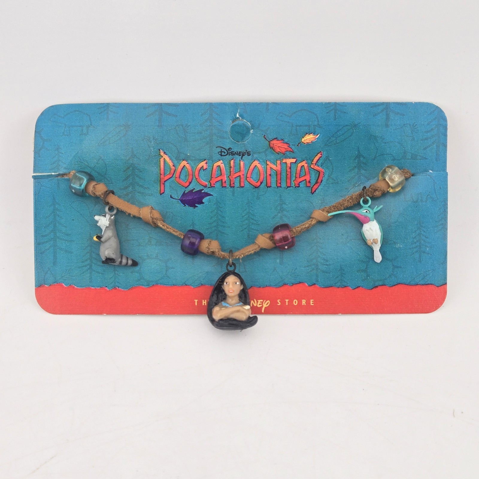 Vintage Disney Store Pocahontas 1995 Charm Bracelet  Meeko Flit New