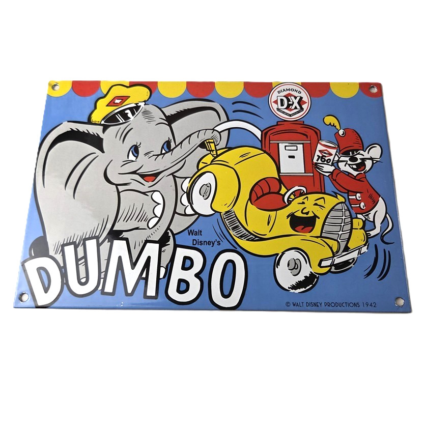 Vintage DX Diamond Dumbo Sign - Gasoline Pump Plate Porcelain Service Sign